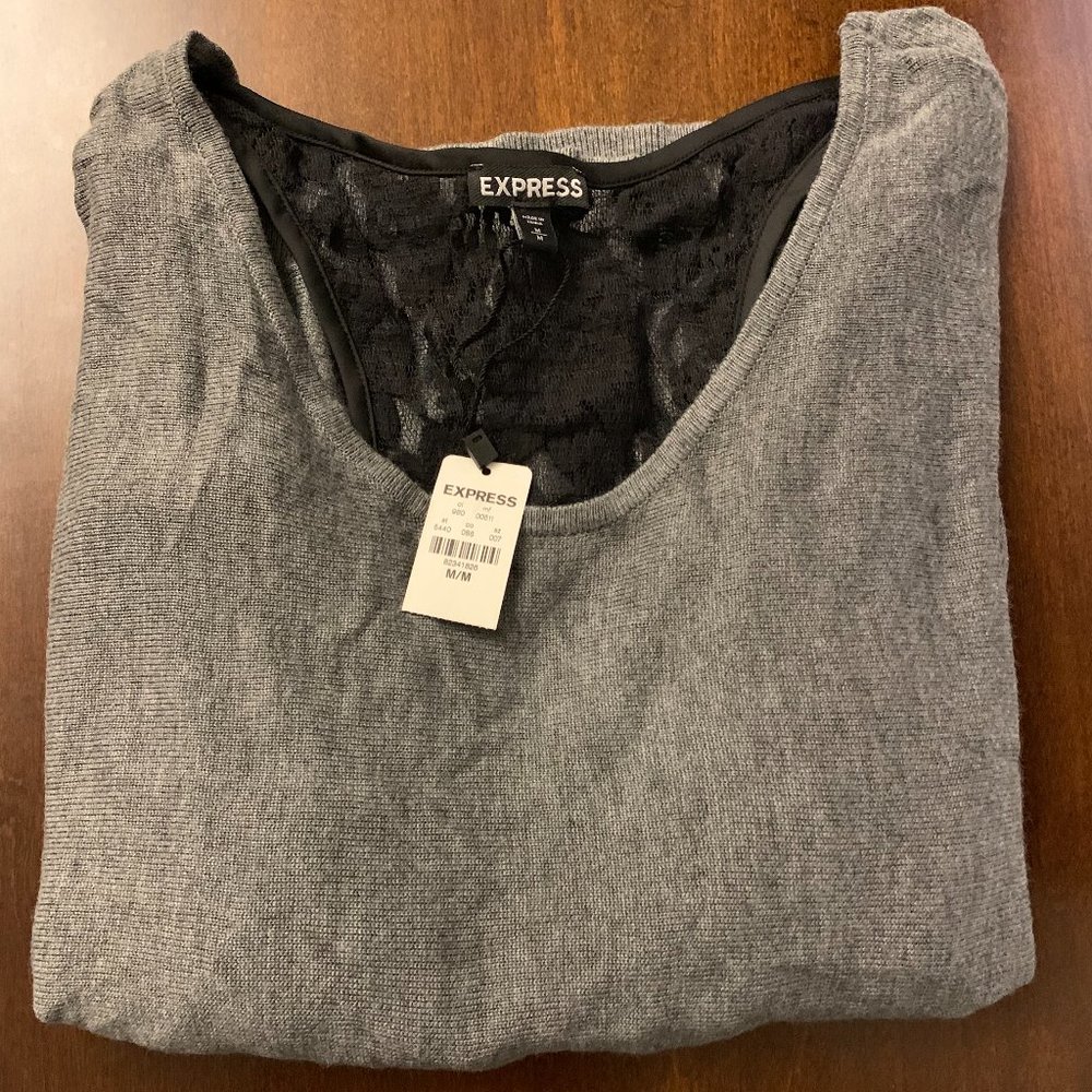 Women's Express Gray Sweater with Lace Back